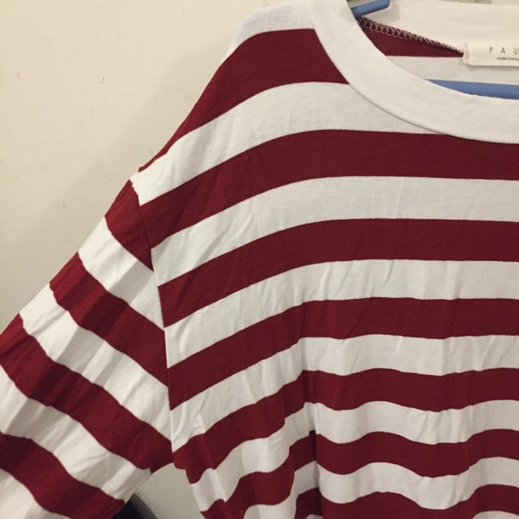 Mixxmix Korea red & white striped long sleeve tee - Picture 3 of 8